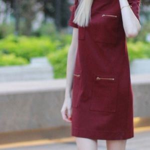 J Crew Size 6 Burgundy Zipper Ponte Dress